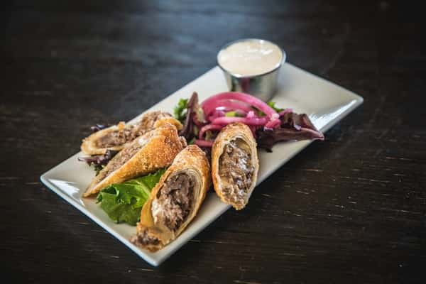 Philly Cheese Steak Spring Rolls Dinner Menu Red S Kitchen Tavern