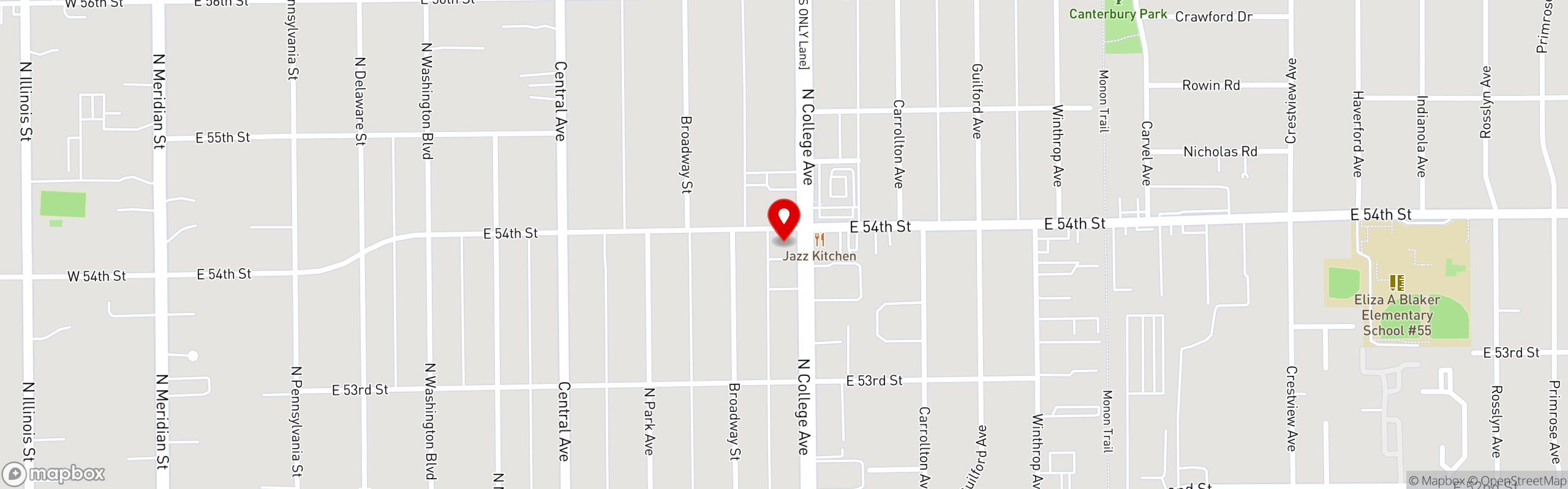 Street map pinning Pizza King | Broad Ripple in Pizza King | Meridian Kessler | Broad Ripple