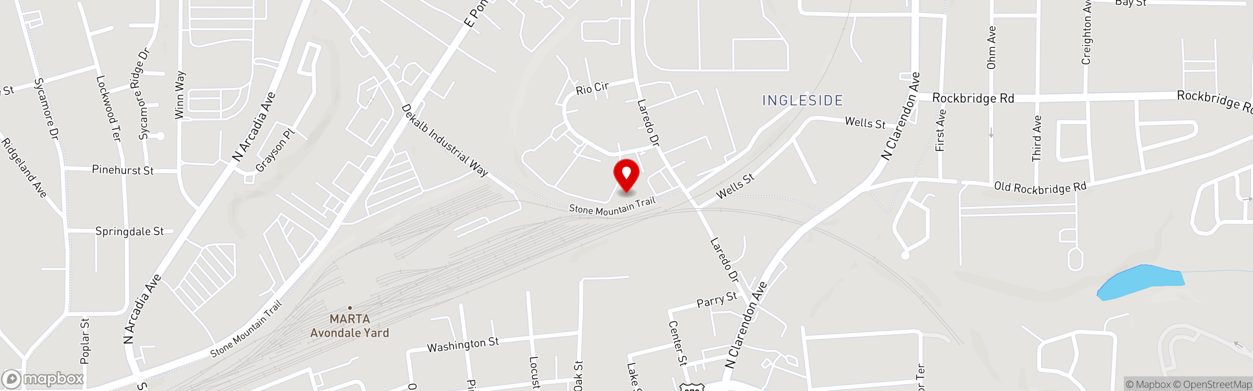 Street map pinning Southern Sweets Bakery in Decatur