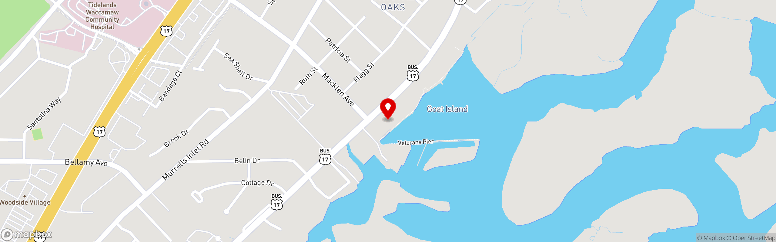 Street map pinning The Claw House in Murrells Inlet