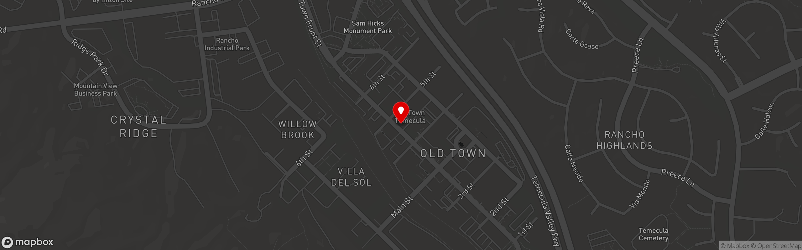 Street map pinning Crush and Brew in Temecula