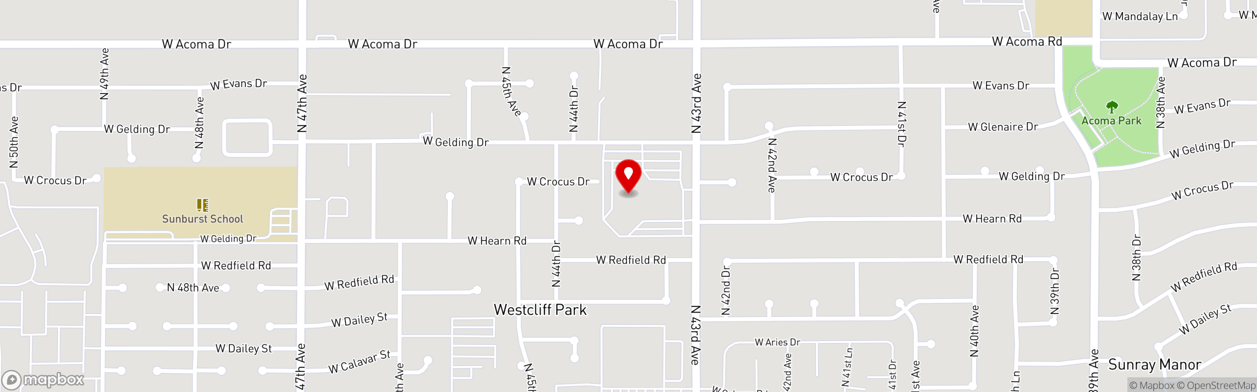 Street map pinning Brushfire Tacos y Tapas in Glendale, AZ