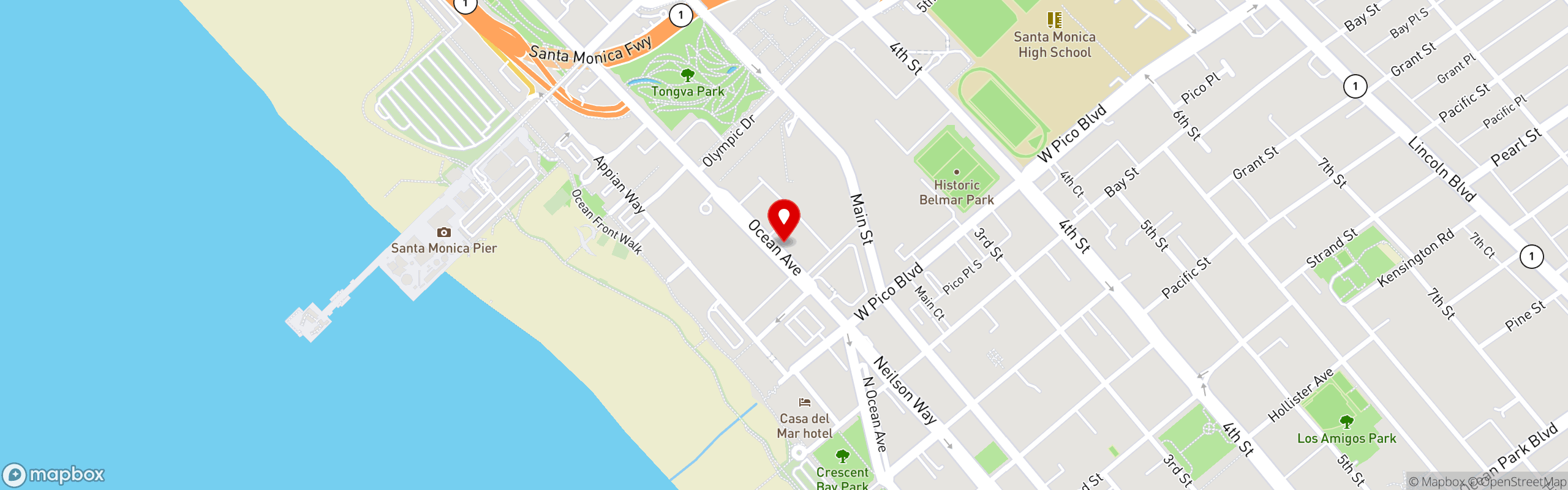 Street map pinning FITOOR in Santa Monica