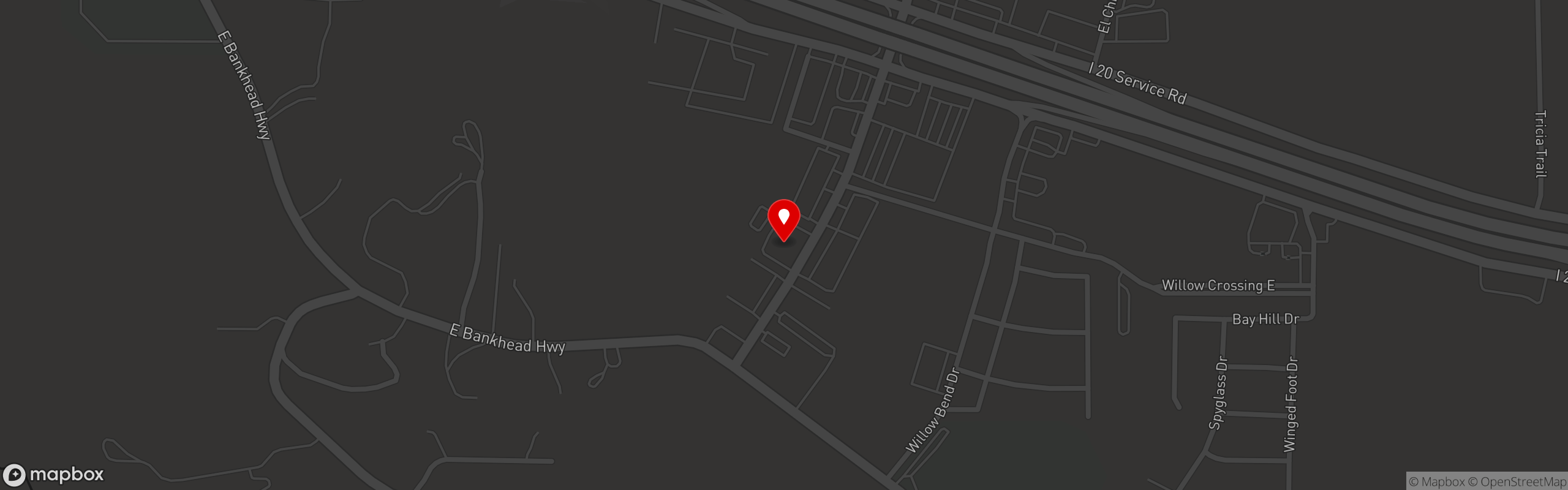 Street map pinning Railhead Smokehouse BBQ in Railhead Smokehouse Willow Park