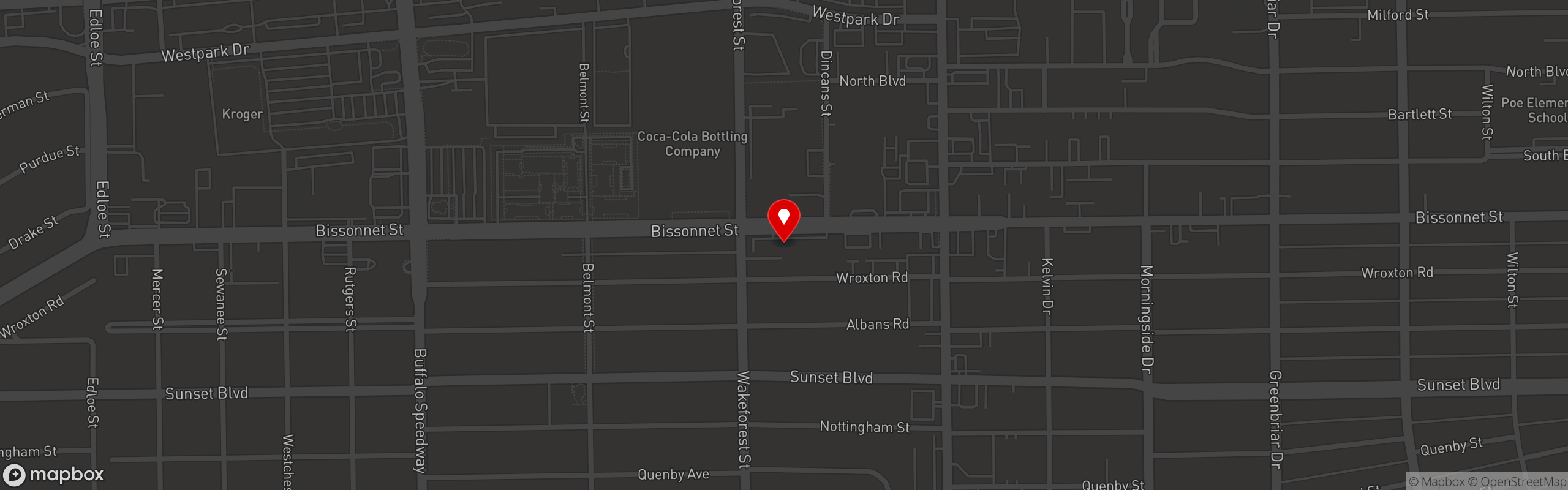 Street map pinning George's Bistro & Bar in Upper Kirby