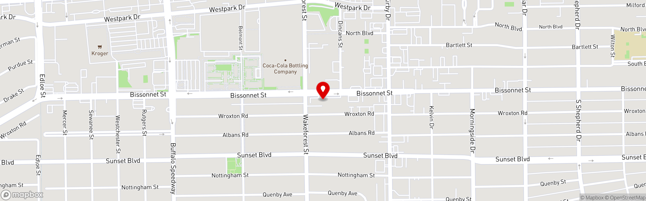 Street map pinning George's Bistro & Bar in Upper Kirby
