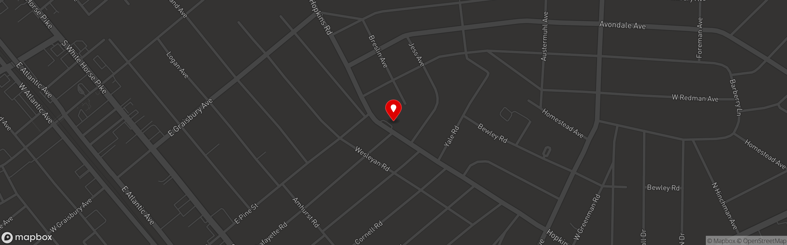 Street map pinning Bruno's Pizzeria and Restaurant in Bruno's