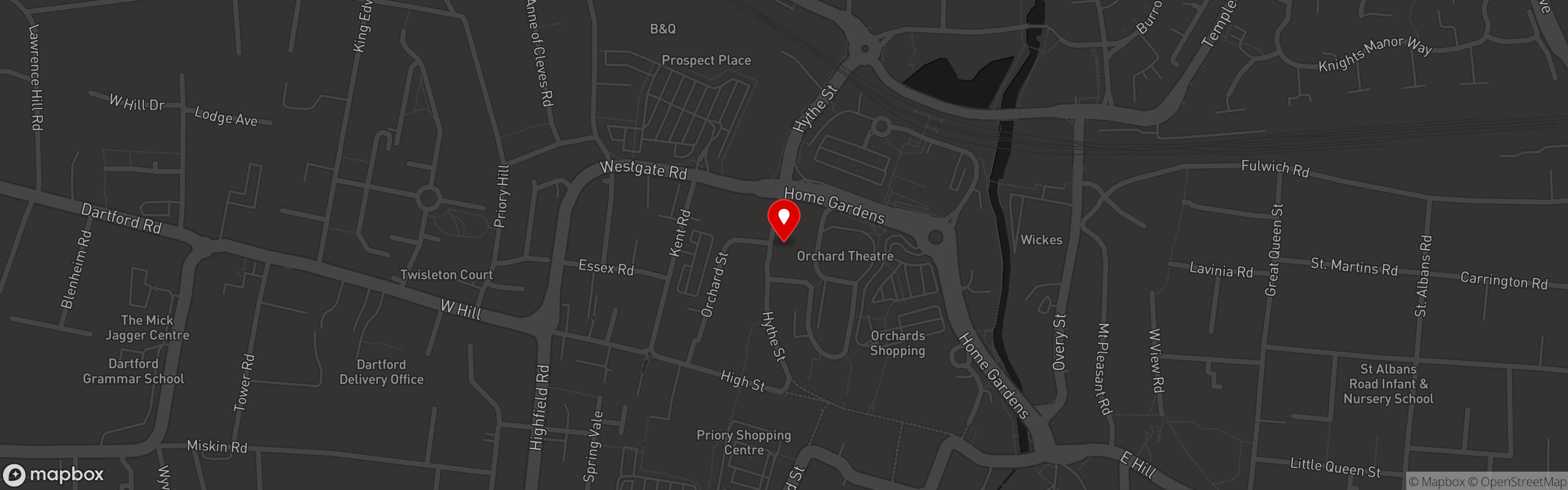 Street map pinning Papi's Grill Restaurant & Bar in Dartford, Kent