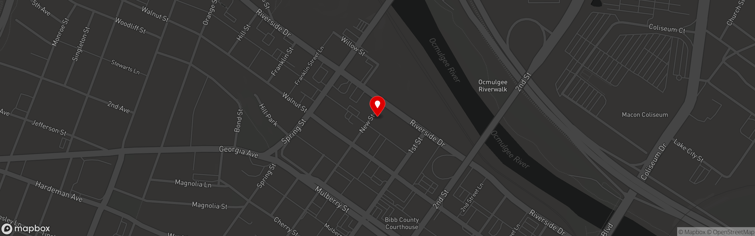 Street map pinning Satterfields BBQ in Satterfield's BBQ
