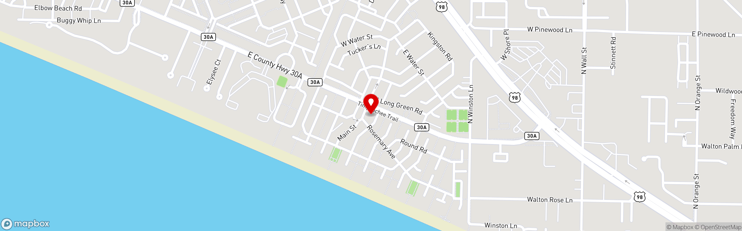 Street map pinning Restaurant Paradis in Rosemary Beach