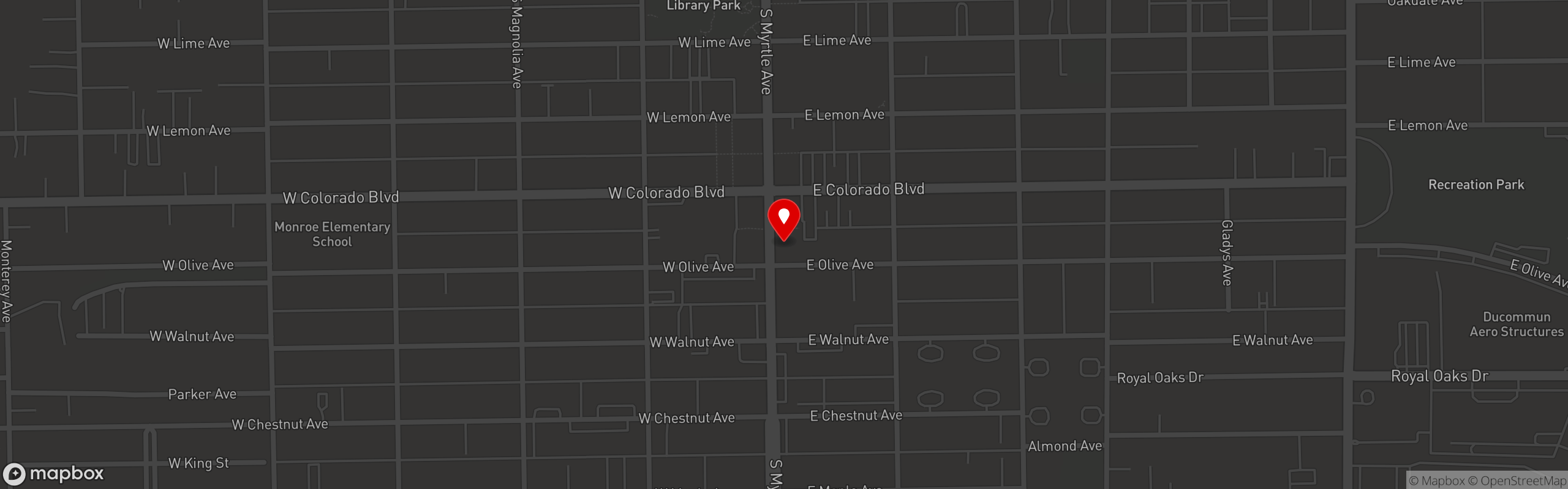 Street map pinning Jake's Roadhouse in Jake's Roadhouse