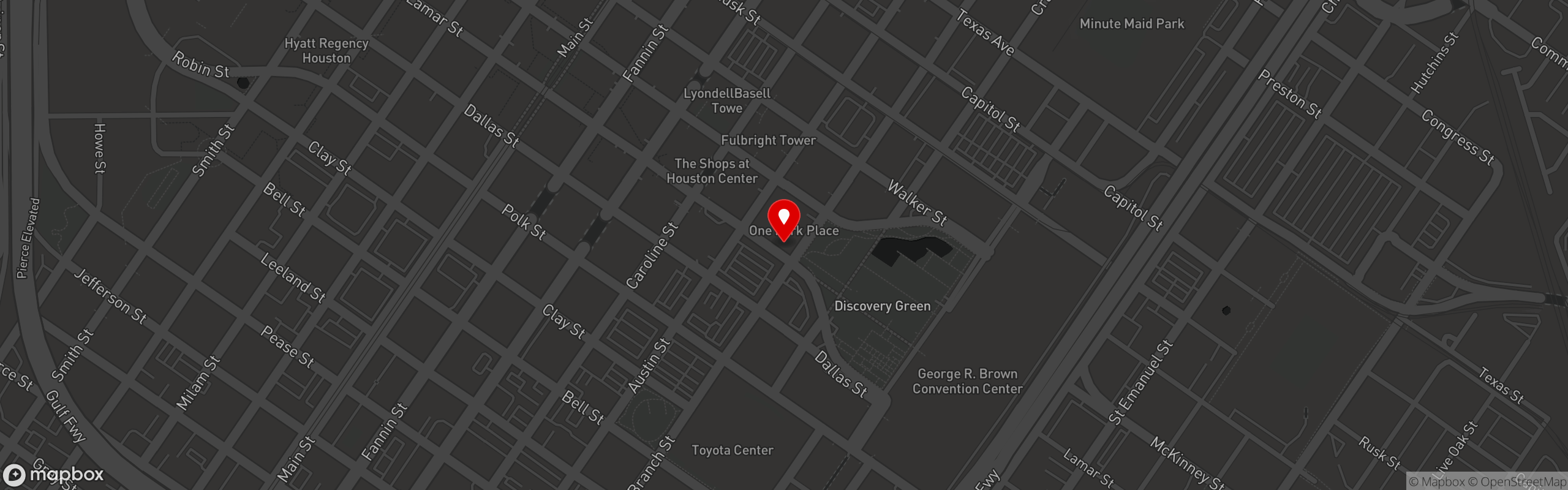 Street map pinning Brasserie Du Parc in Houston, TX