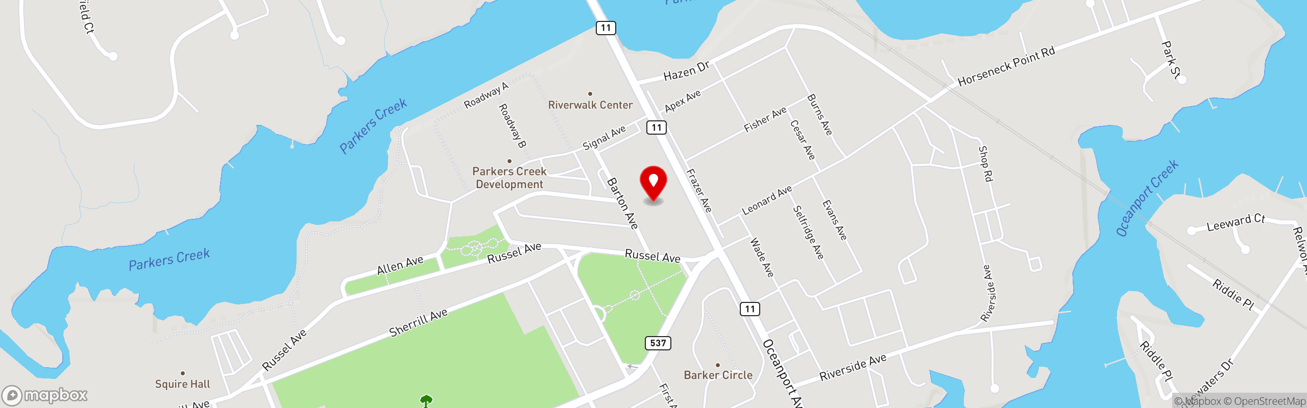 Street map pinning Broadway Chicken in Oceanport