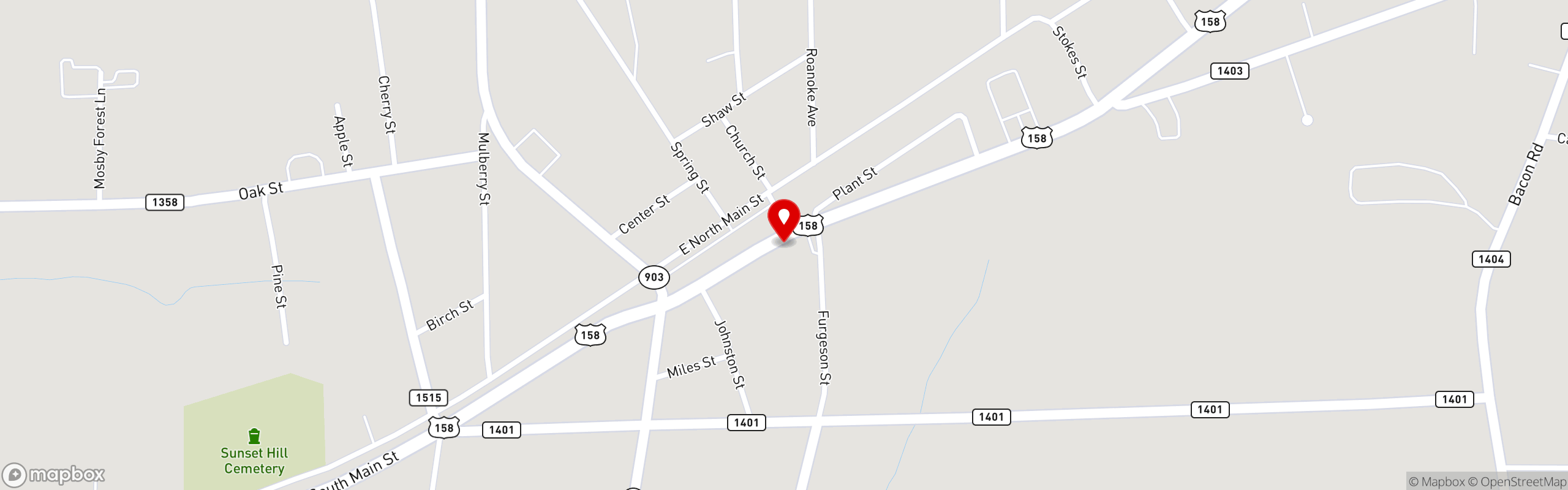 Street map pinning Blue Jay Bistro in Blue Jay Bistro