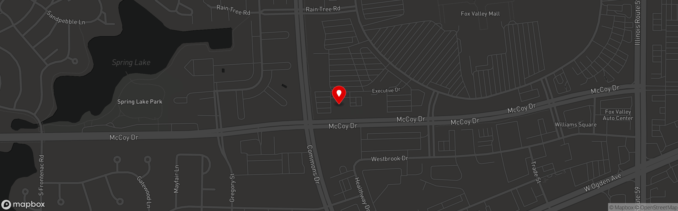 Street map pinning The Piazza in Aurora