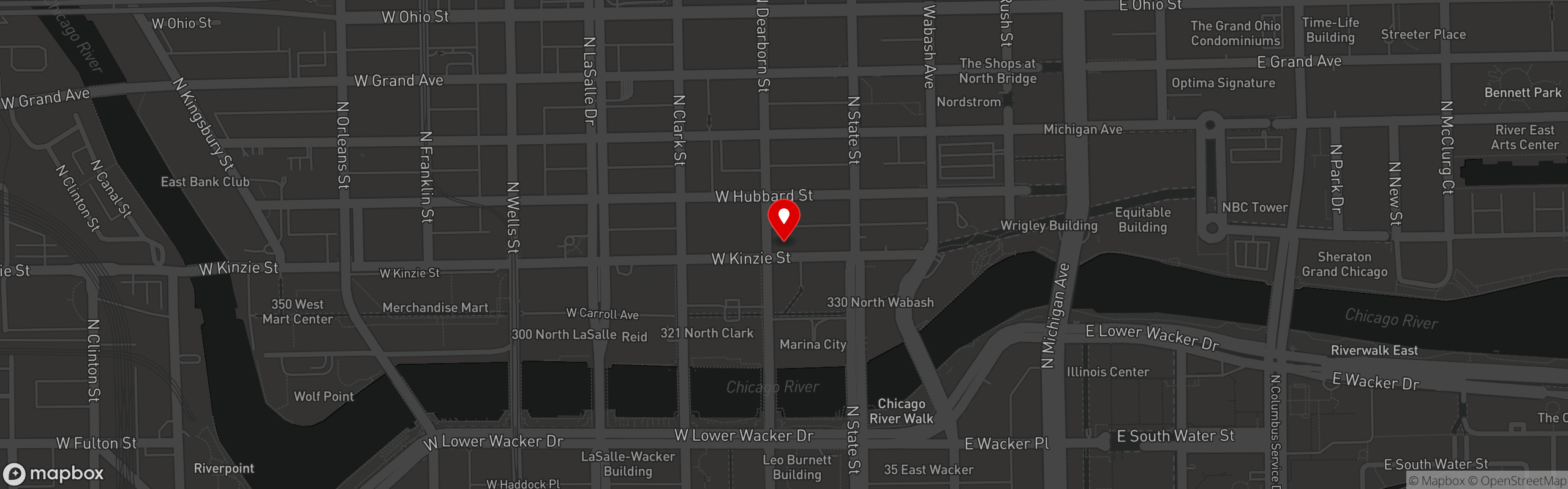 Street map pinning Parlor Pizza Bar in River North
