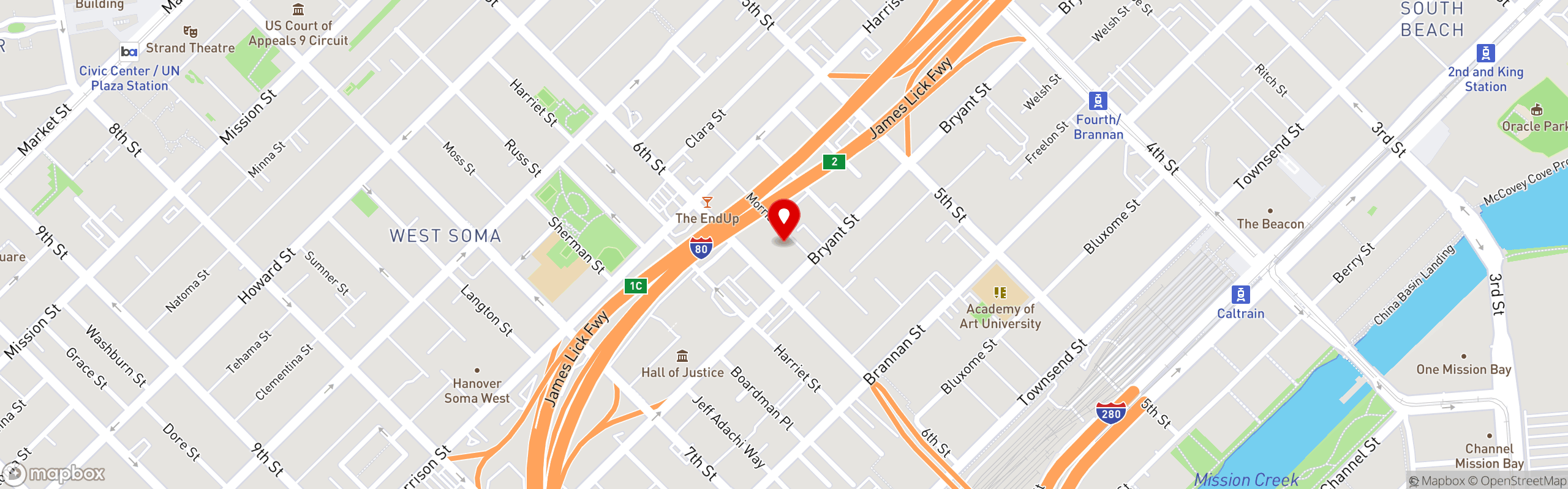 Street map pinning Max's Restaurant | North America in San Francisco - SoMa