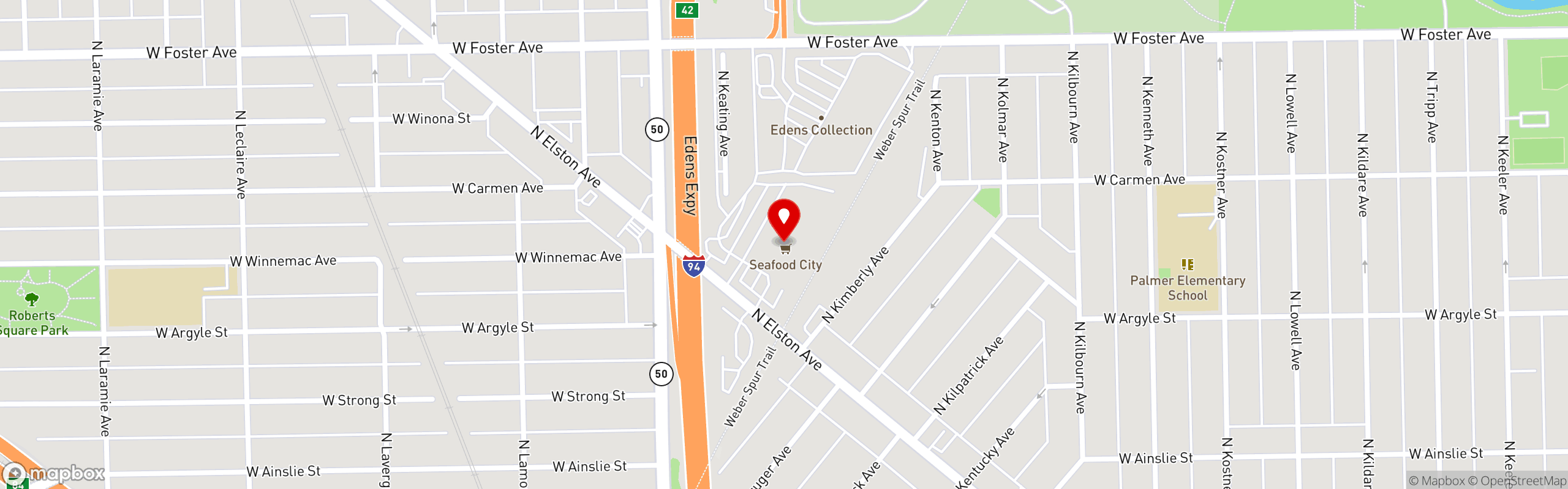 Street map pinning Max's Restaurant | North America in Chicago