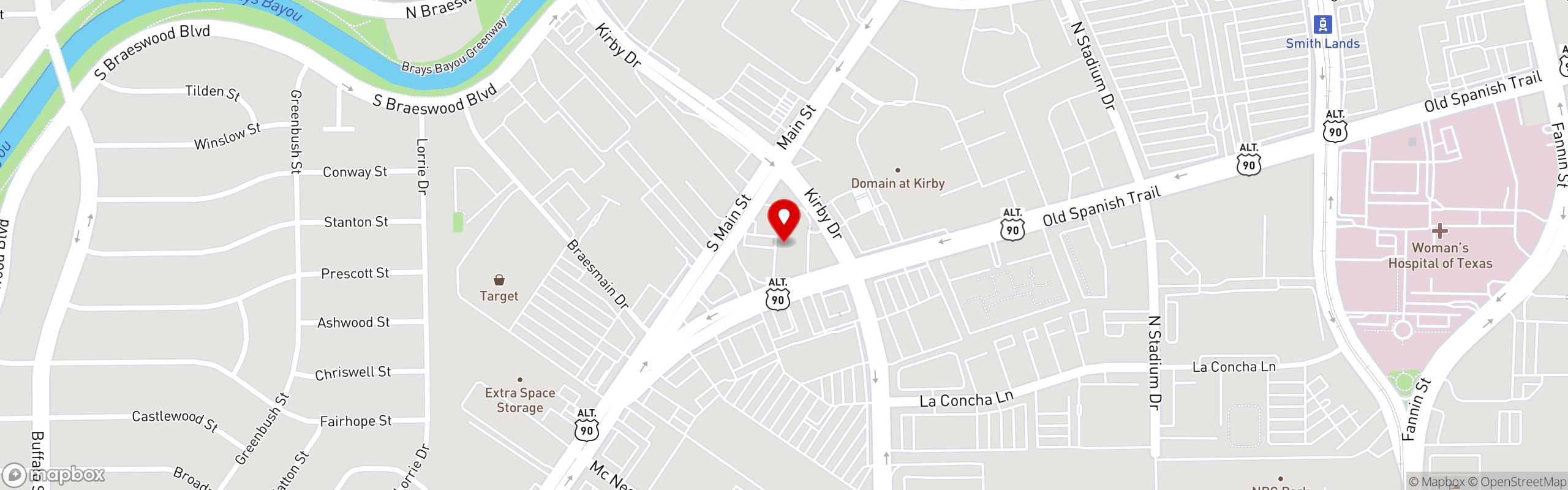 Street map pinning Max's Restaurant | North America in Houston