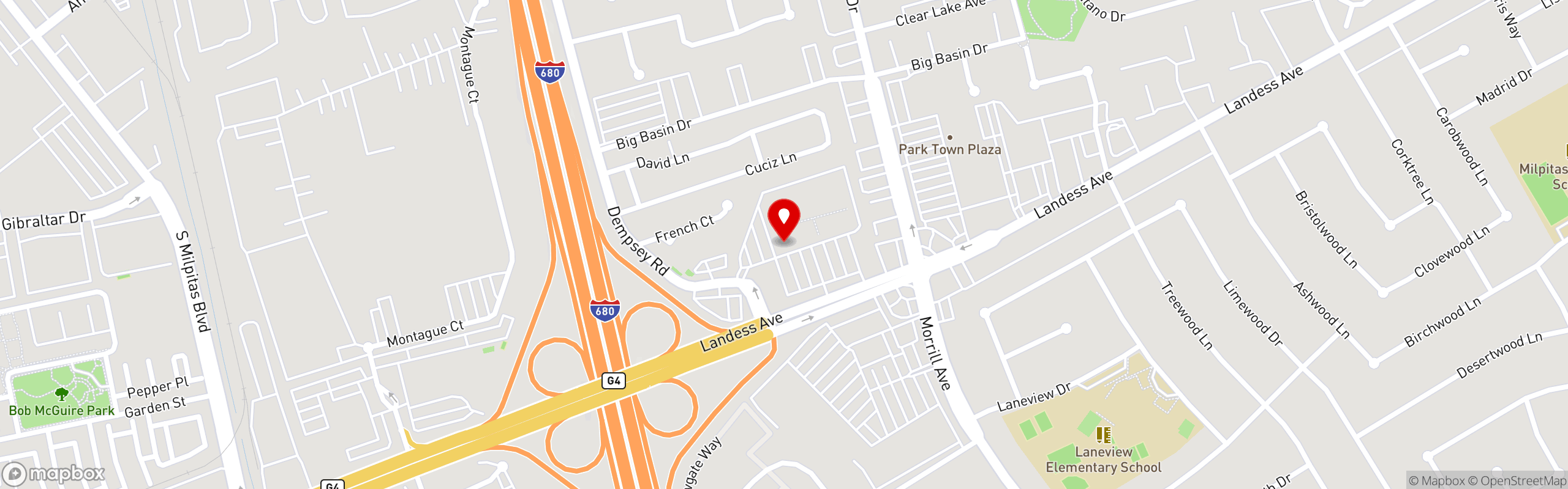 Street map pinning Max's Restaurant | North America in Milpitas