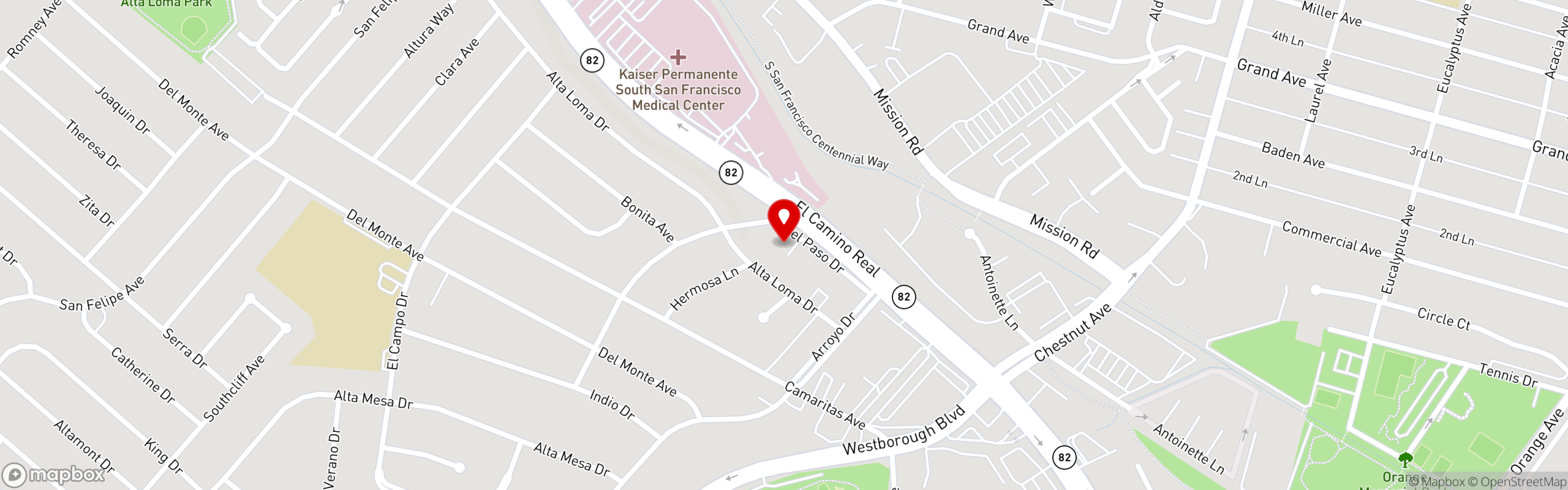 Street map pinning Max's Restaurant | North America in South San Francisco