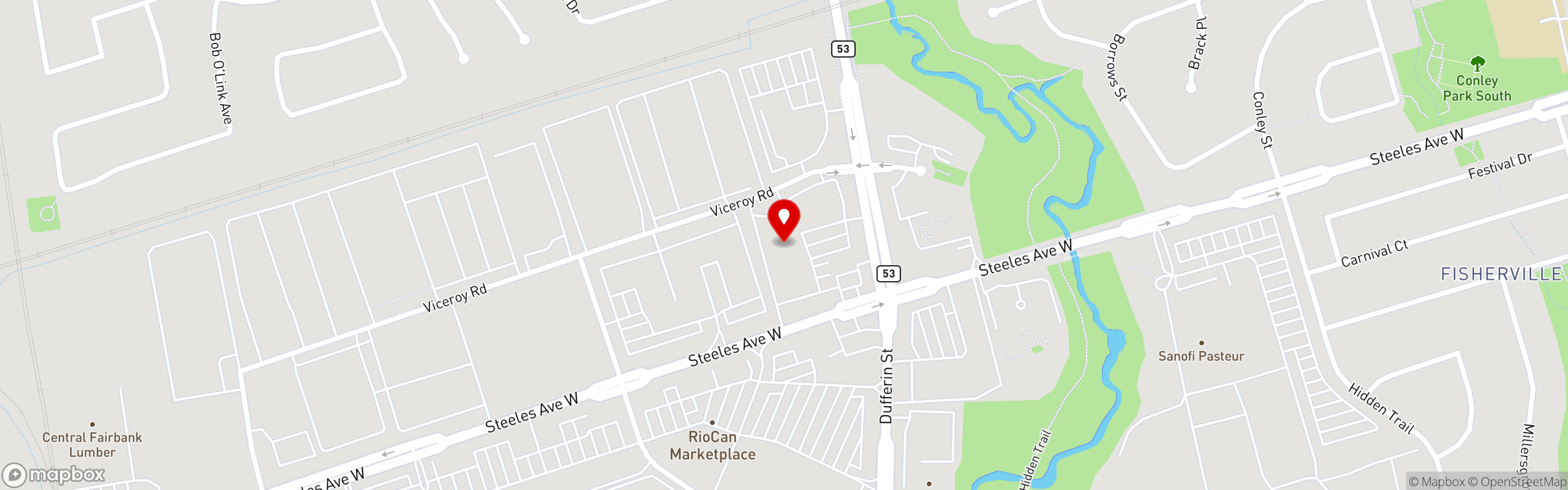 Street map pinning Max's Restaurant | North America in Toronto