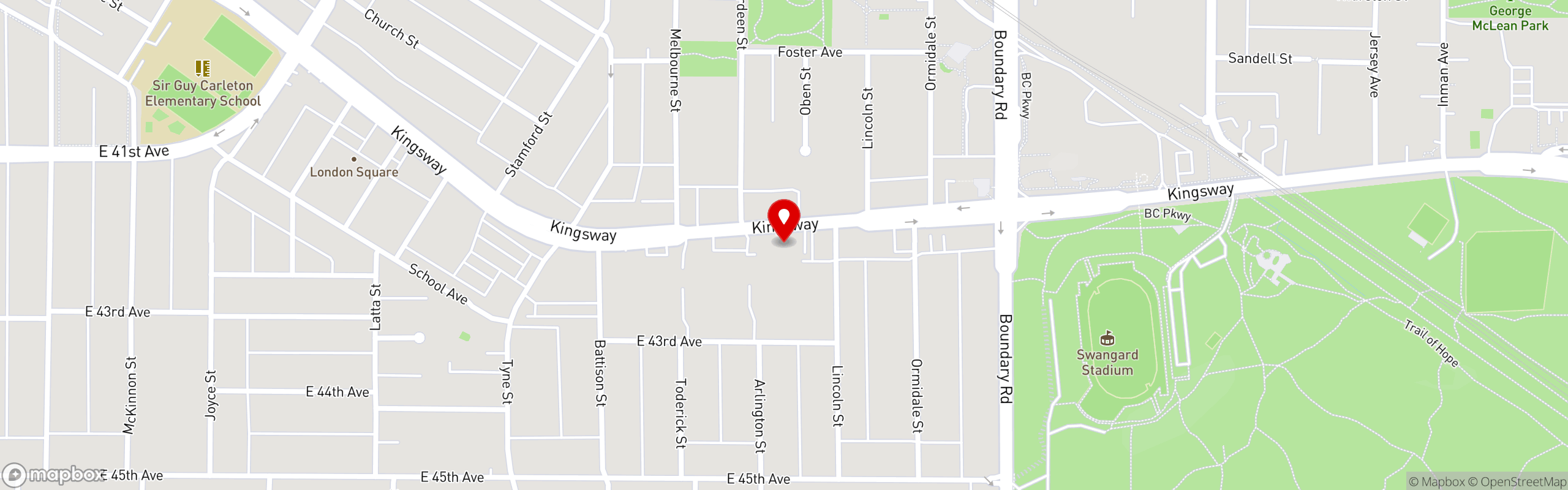Street map pinning Max's Restaurant | North America in Vancouver