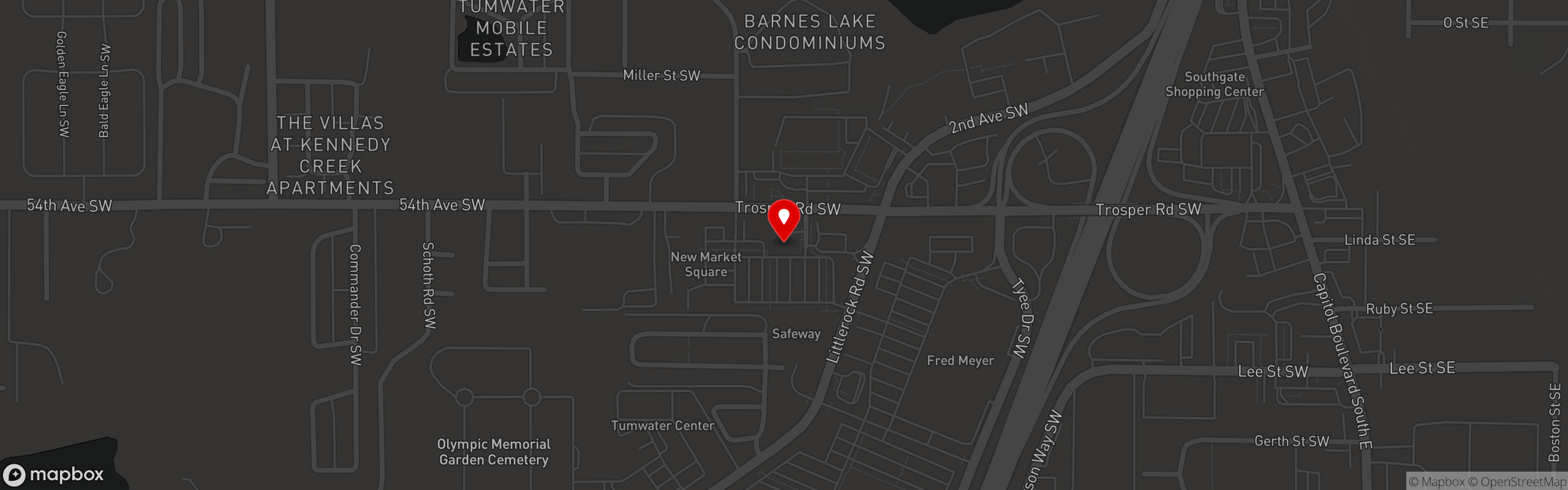 Street map pinning The Brick on Trosper in Tumwater