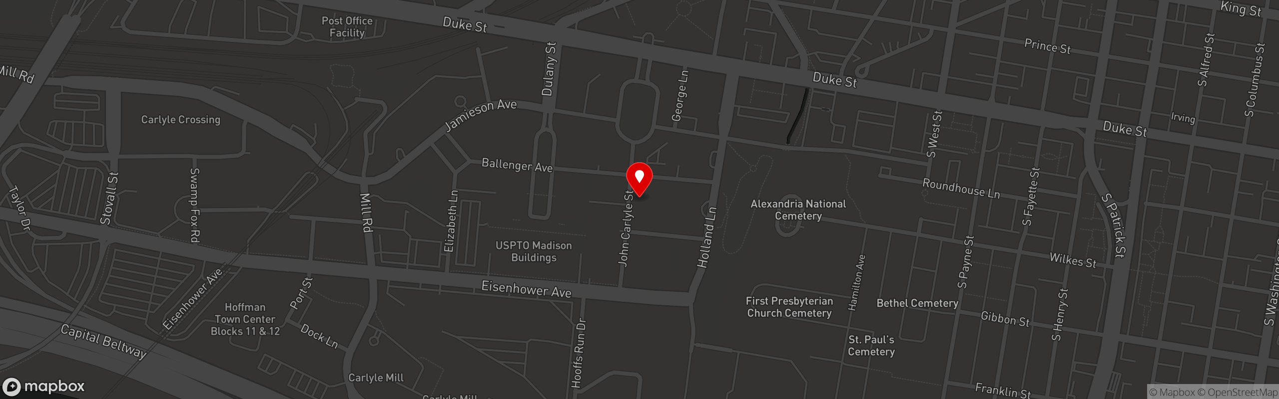 Street map pinning Sweet Fire Donna's in Alexandria