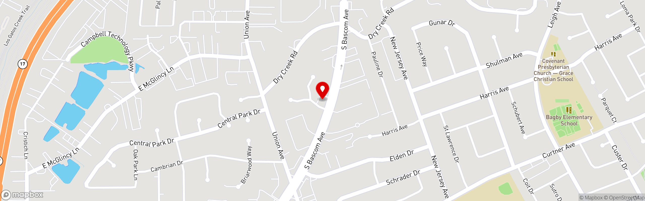 Street map pinning Kirk's Steakburgers in Kirk's Steakburgers - Campbell