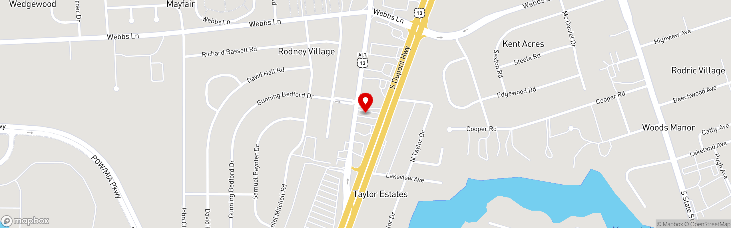 Street map pinning Touchdown in Dover, DE