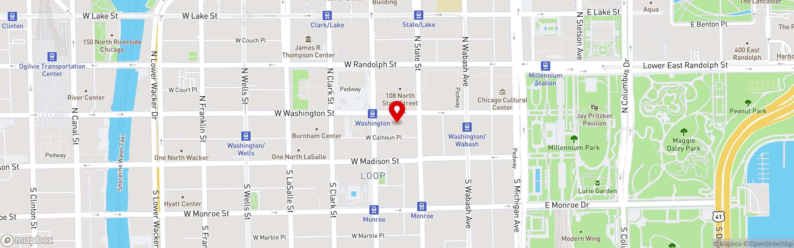 Street map pinning Cabos Tacos Chicago in Cabos Tacos