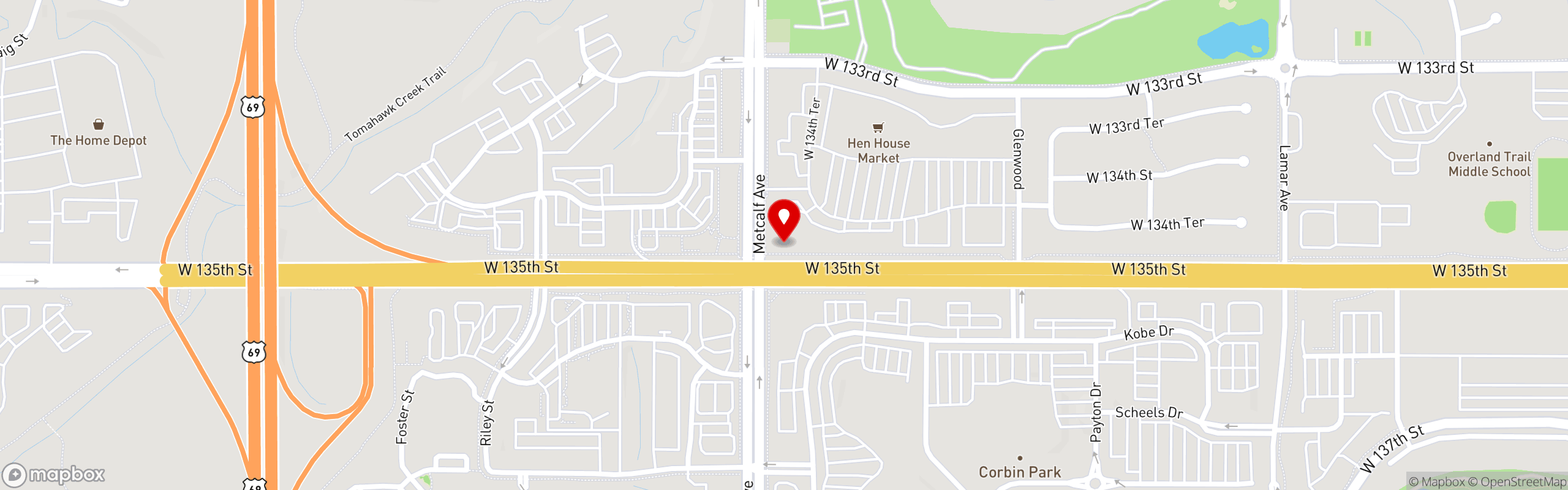 Street map pinning Snooze in Snooze Overland Park