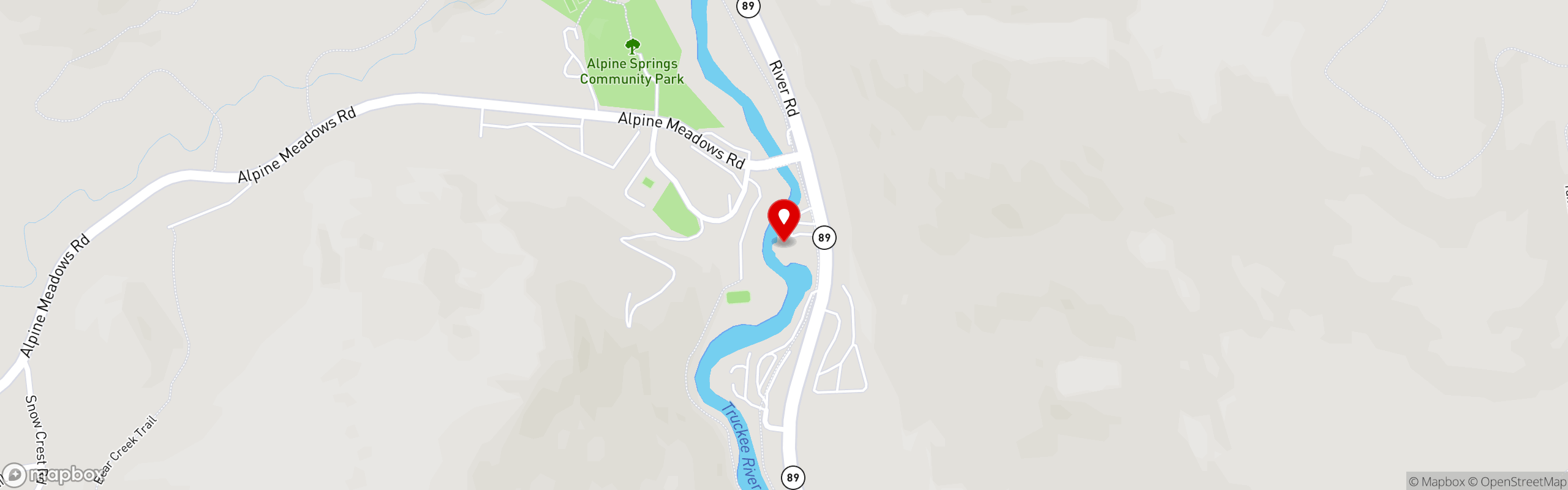 Street map pinning River Ranch in Alpine Meadows, CA