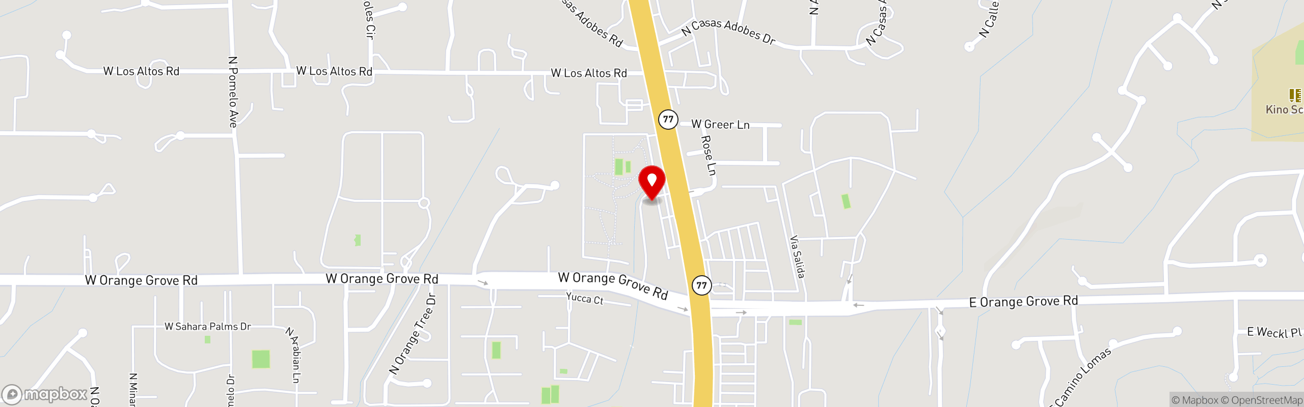 Street map pinning The Parish in Tucson