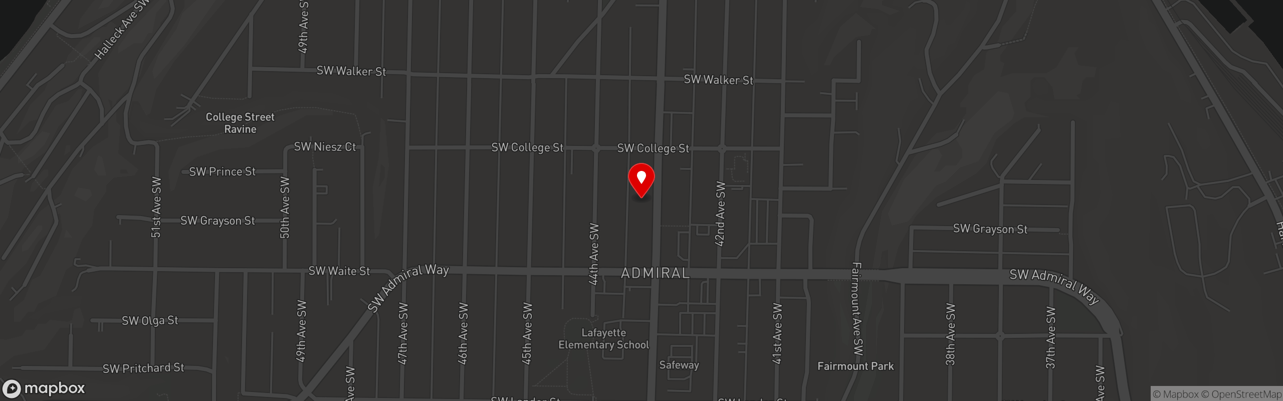 Street map pinning Mission Cantina in Seattle
