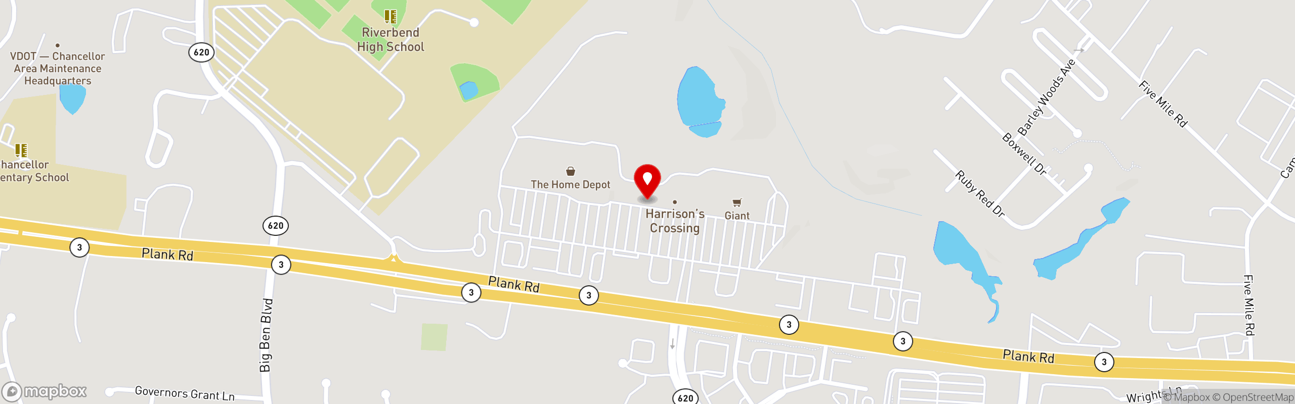 Street map pinning Harry's Restaurants in Harrison Crossing