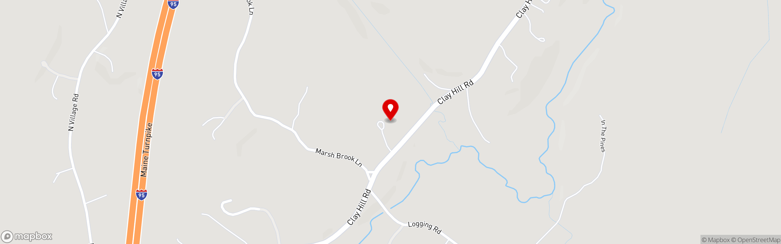 Street map pinning Clay Hill Farm in Cape Neddick