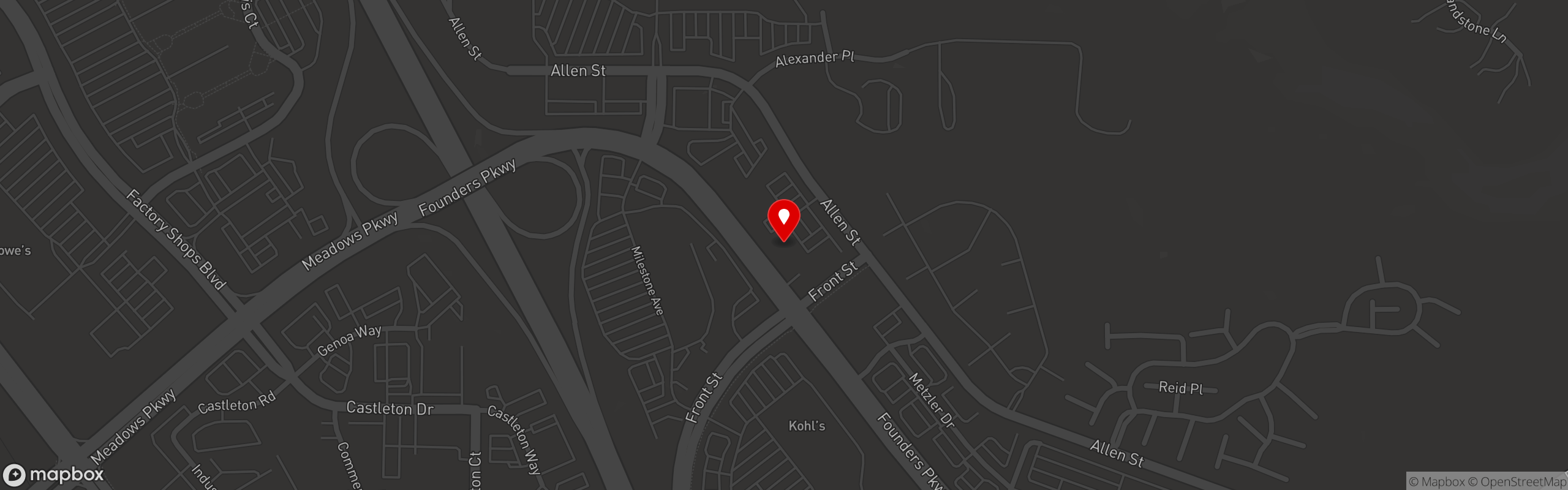 Street map pinning Zaika Indian Cuisine in Castle Rock