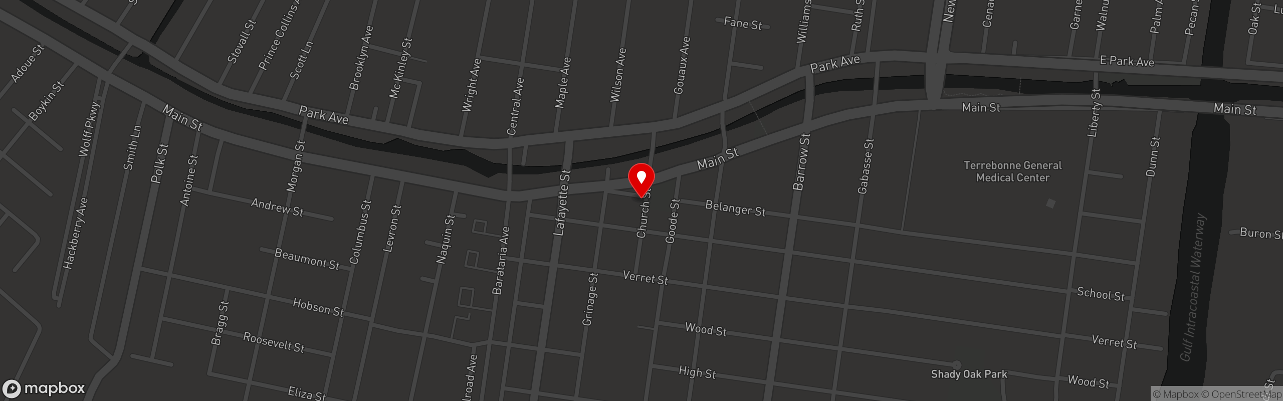 Street map pinning Downtown Jeaux Coffee in Downtown Jeaux Coffee