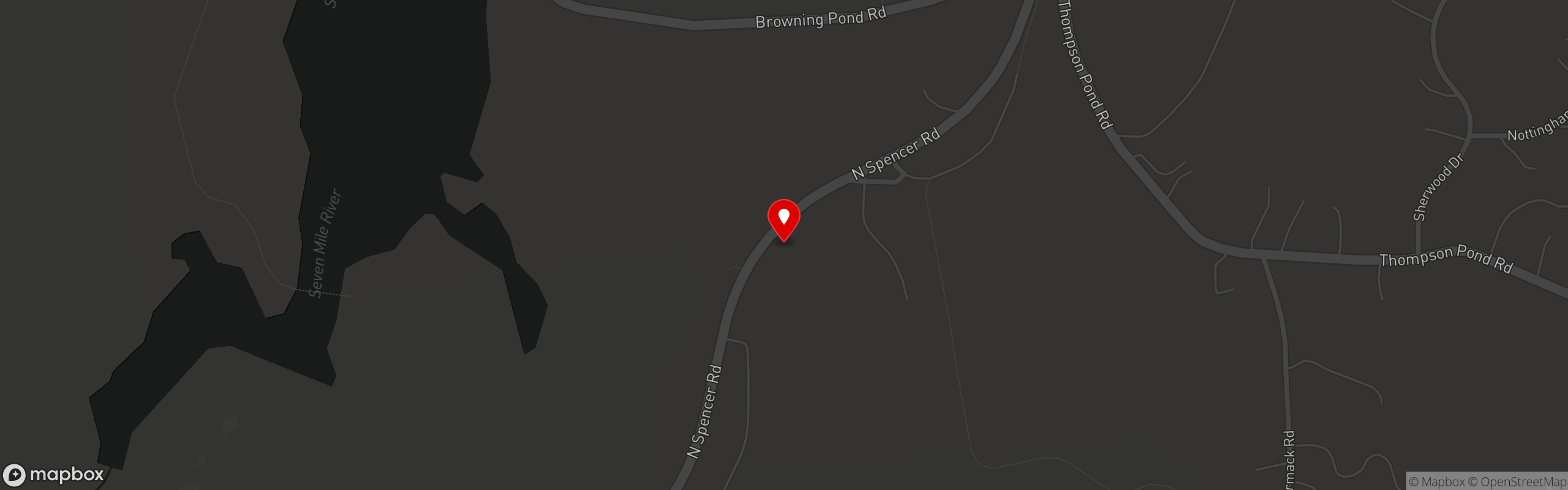 Street map pinning Black & White Grille in Spencer, MA