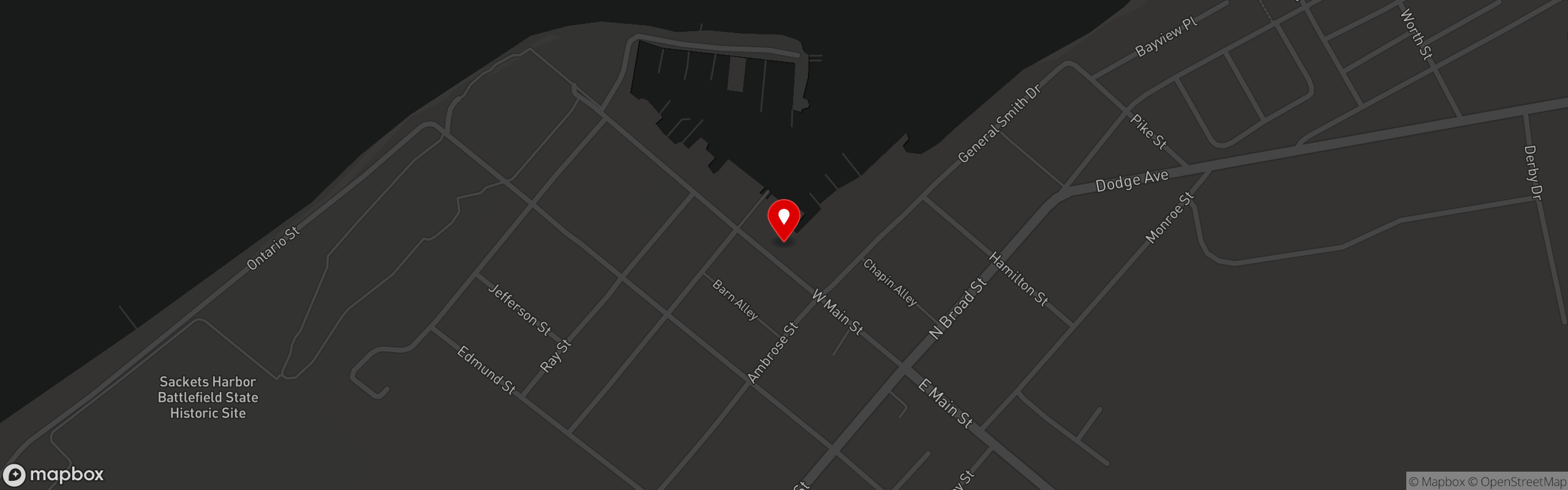 Street map pinning The Whiskey Coop - Sackets Harbor in The Whiskey Coop - Sackets Harbor