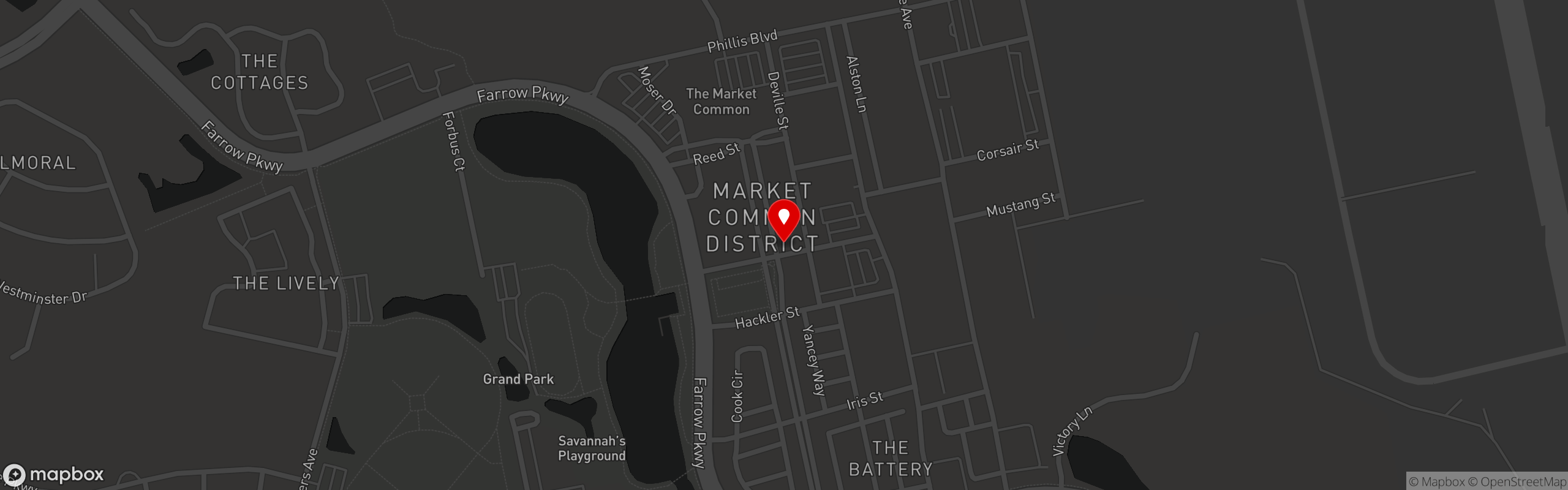 Street map pinning Gordon Biersch Brewery Restaurant in Myrtle Beach