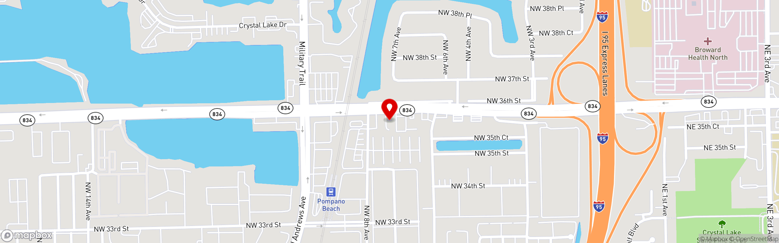 Street map pinning 3 Bros by Dutch Pot Jamaican in Pompano Beach