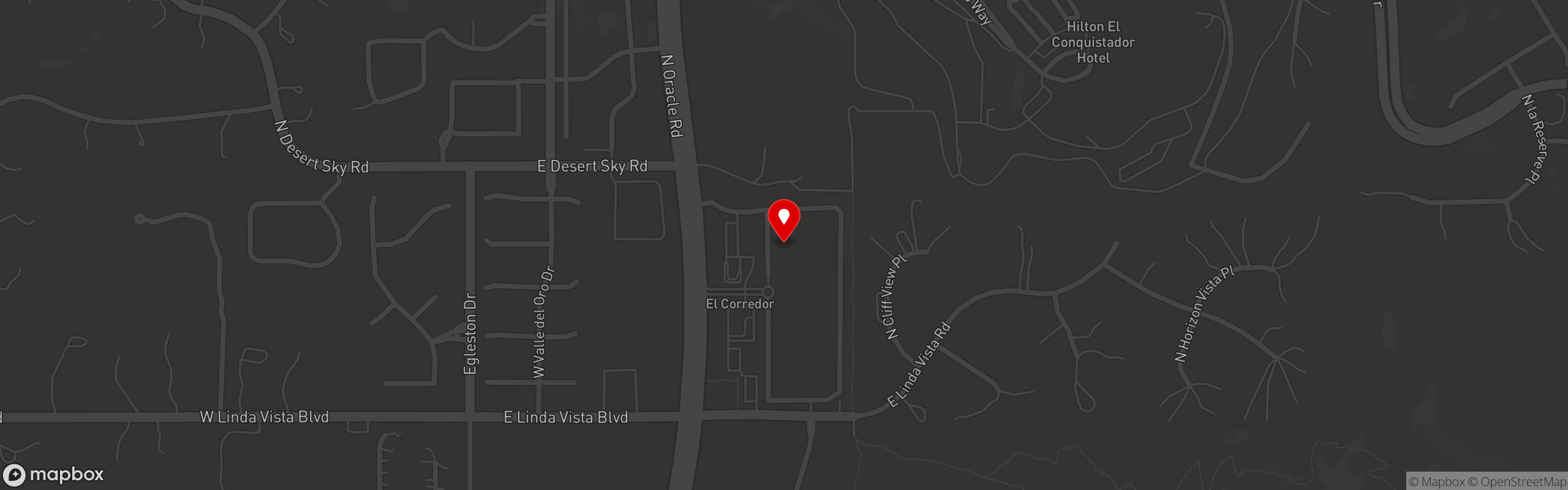 Street map pinning Seis Kitchen in Oro Valley