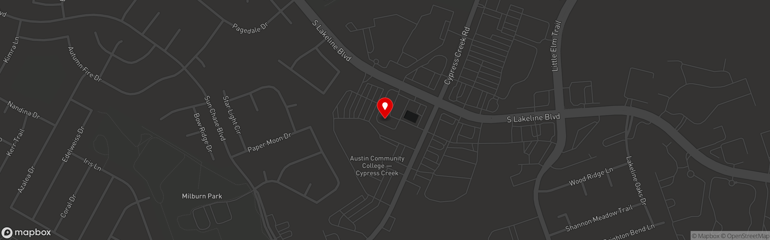 Street map pinning Tuscano Italian Kitchen in Cedar Park