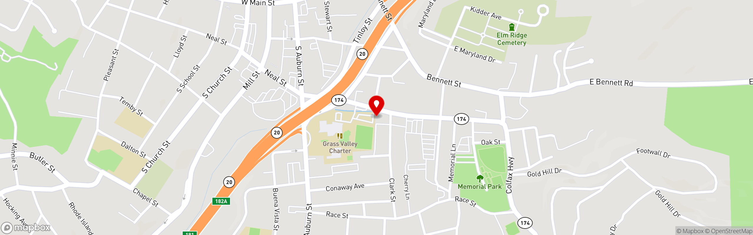 Street map pinning Diego's Restaurant in Diegos - Grass Valley, CA