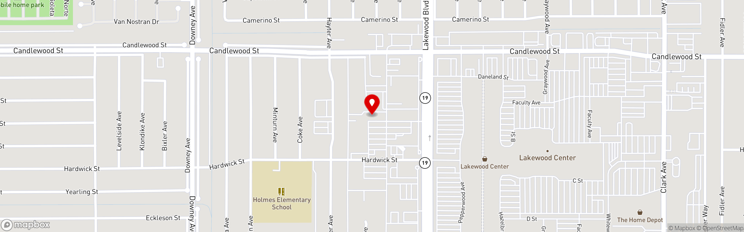 Street map pinning Crazy Delights in Lakewood Plaza