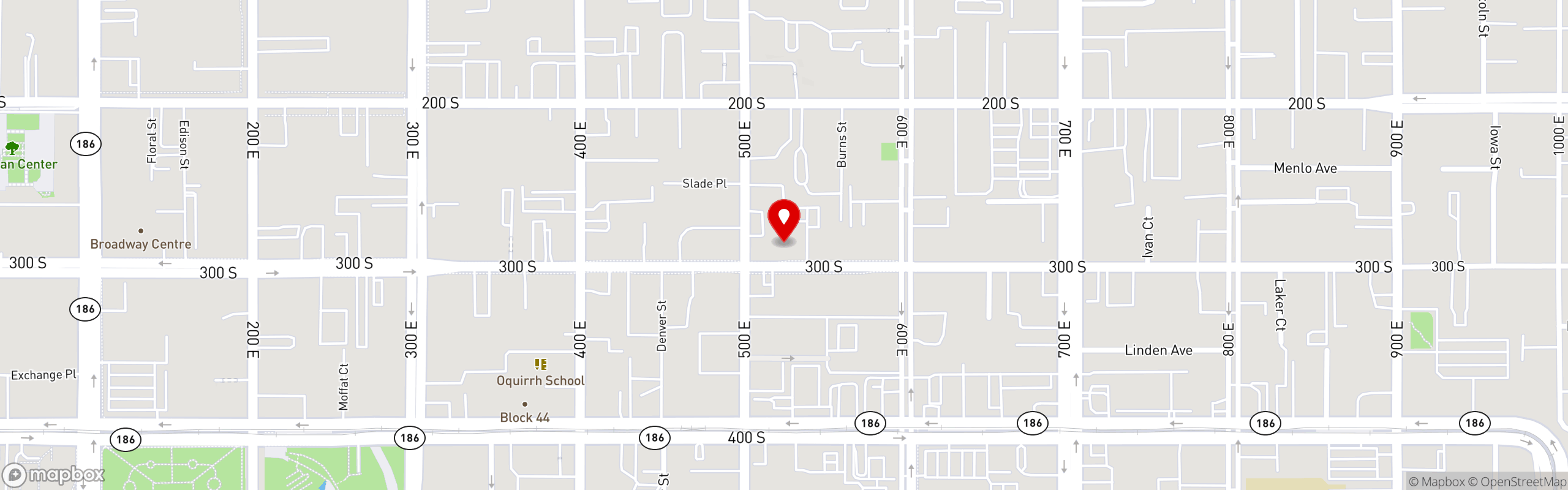 Street map pinning Roux SLC in Salt Lake City