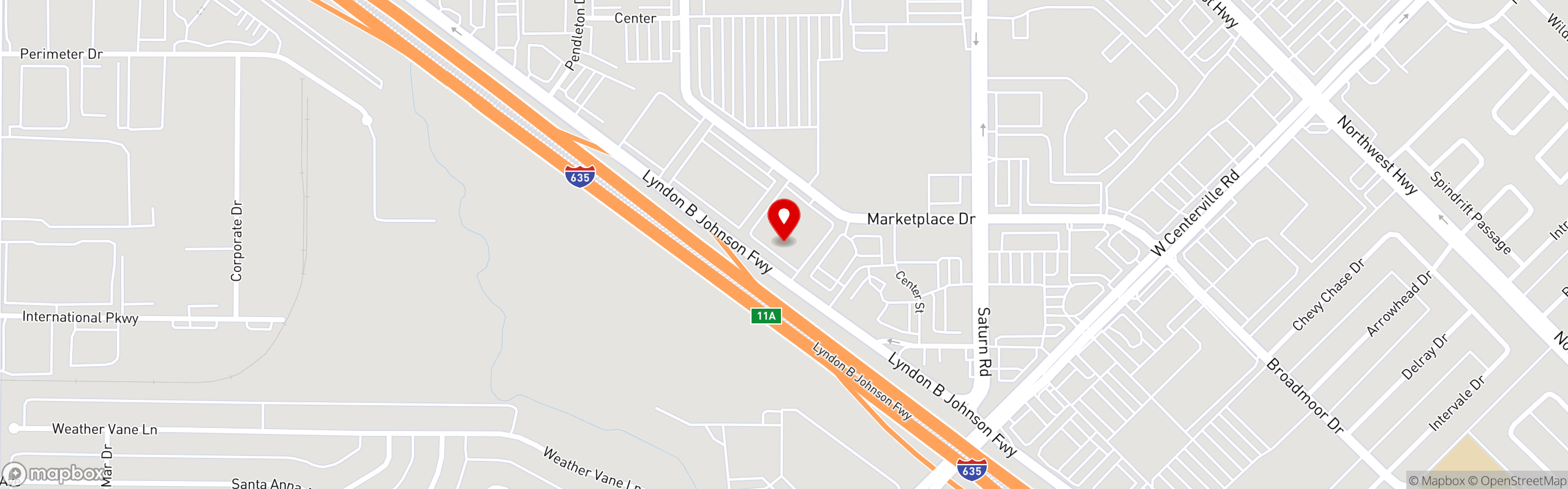 Street map pinning Taqueria El Arquito in Garland